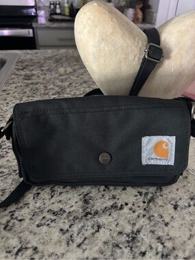 Carhartt Black Canvas Messenger Bag with Orange Logo